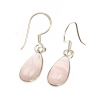 Rose quartz crystal tear drop ear rings