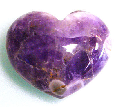 Amethyst crystal heart - amethyst puff heart, banded amethyst heart