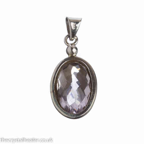 Amethyst pendant - amethyst faceted oval pendant 16