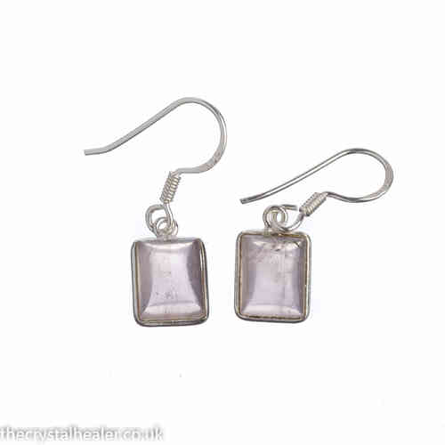 Rose quartz crystal rectangular drop earrings