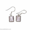 Rose quartz crystal rectangular drop earrings