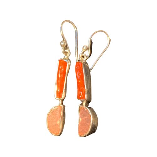 Rhodochrosite and Red Coral earrings