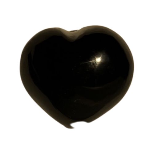 Black tourmaline crystal heart - black tourmaline puff heart